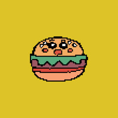 Burger Illustration, flat style pixel vector illustration
