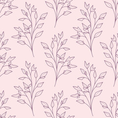 Pastel pink and purple grass vector repeat pattern