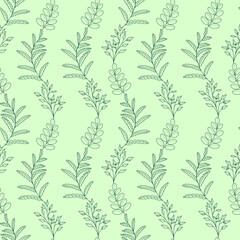 Vertical leaf stripes vector repeat pattern