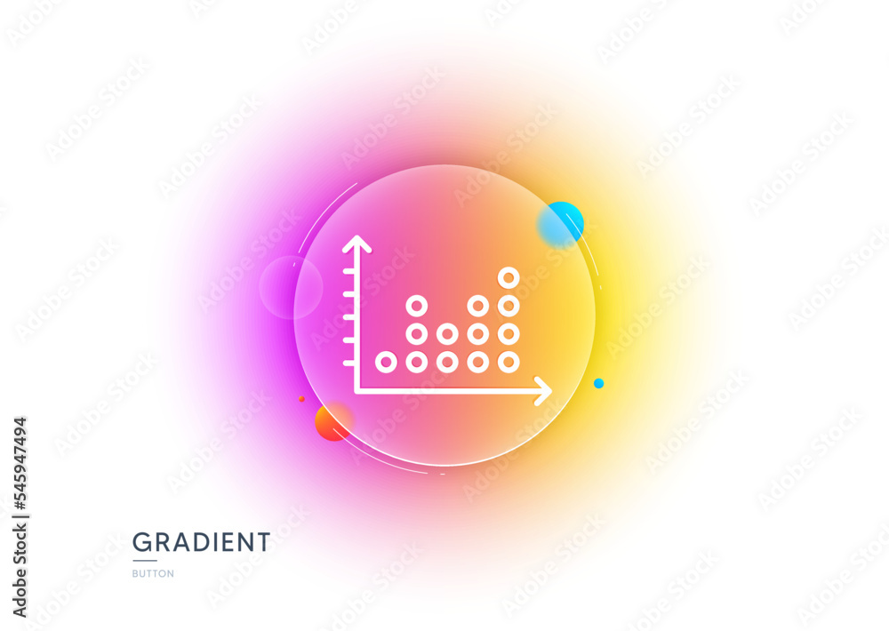 Aufkleber dot plot graph line icon. gradient blur button with glassmorphism. presentation chart sign. market a