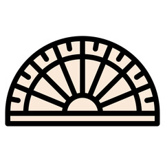 half circle protractor math stationery school supply icon