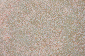 Background with light green and pink dots. Ceramic texture of plate with dots