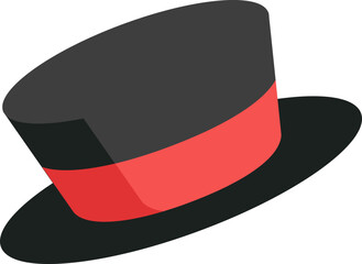 Black hat with red ribbon flat icon Christmas emoji