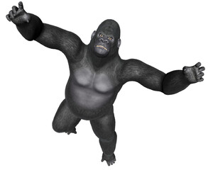 Angry gorilla jumping - 3D render © Elenarts