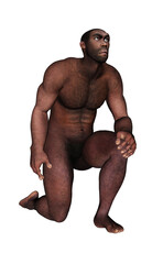 Male homo erectus asking - 3D render