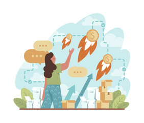 Steep rise of business development. Successful business promotion