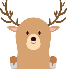 Cute deer flat icon Winter animal Decor element