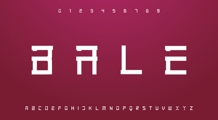 Tech font. Modern line font alphabet. Internet, electric letter fonts. Creative font for electronic dance music. MINIMAL digital technology typography and number set.