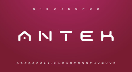 Tech font. Modern line font alphabet. Internet, electric letter fonts. Creative font for electronic dance music. MINIMAL digital technology typography and number set.