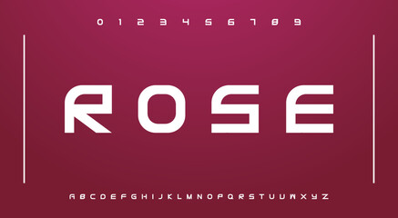Tech font. Modern line font alphabet. Internet, electric letter fonts. Creative font for electronic dance music. MINIMAL digital technology typography and number set.