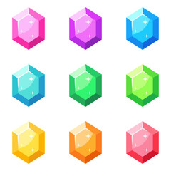 Set of gems in flat style isolated