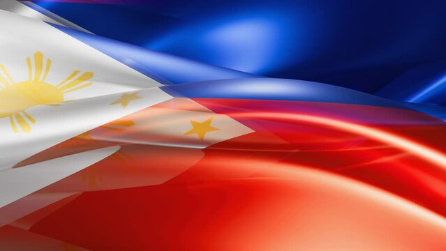 Philippines flag shiny glass smooth overflow abstract shape waves moved infinite loop video background