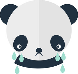 Color avatar panda head crying and sad, flat illustration