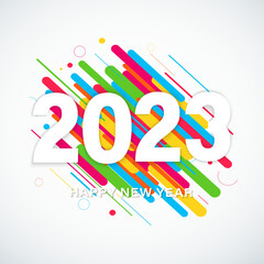 happy new year 2023 banner with modern geometric abstract white background