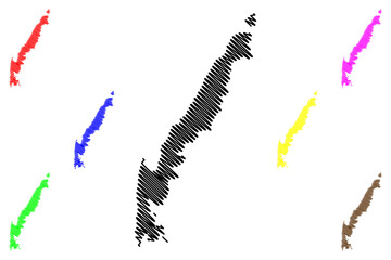 Kastos island (Hellenic Republic, Greece, Greek island, Ionian Islands) map vector illustration, scribble sketch Kastos map