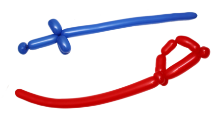 Sword made of modelling balloon isolated, set of two different foreshortenings
