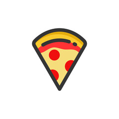 Slice of Pizza Filled Outline Icon. Pizza Logo. Vector Illustration. Isolated on White Background. Editable Stroke