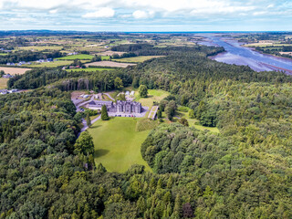 Aerial of Belleek Castle in Ballina, County Mayo - Republic of Ireland