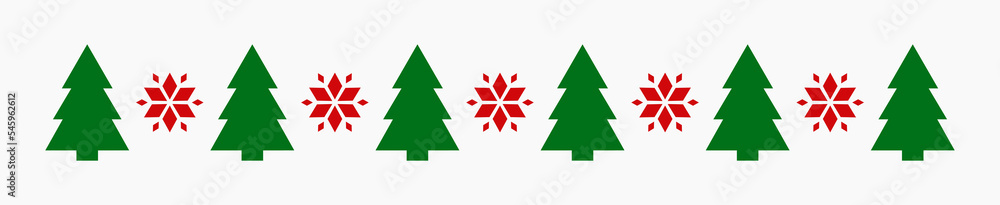 Canvas Prints christmas trees and snowflakes pattern border.