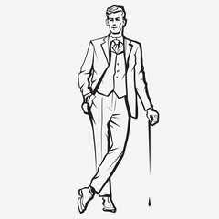 Young fashion male model in suit