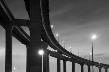 elevated highway or bridge at night