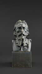 The bust of Jan Matejko by Jan Tobinski 1894 Pland. Marble portrait. 3d Rendering