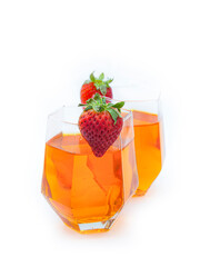 drink in a glass with strawberry