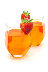 drinks in a glass with strawberry