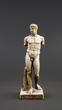 Ancient sculpture of Doryphoros. Ancient Greek of Classical antiquity art. 3d Rendering