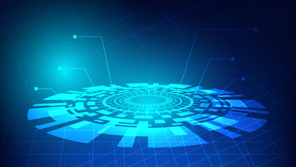 futuristic innovation technology background concept. virtual glowing blue light Hi tech HUD screen