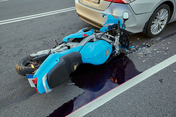 Damaged in a car accident motorbike