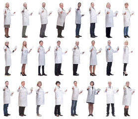 group of doctors with clipboard isolated on white