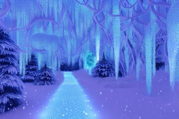 AI-Generated Image of a Winter Wonderland Enchanted Forest