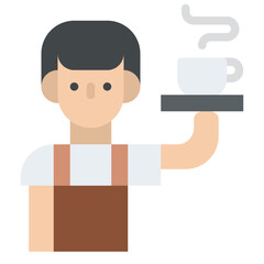waiter man coffee serving icon