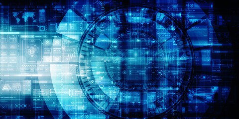 2d illustration Abstract futuristic electronic circuit technology background