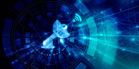 Satellite Dish and spaceship, 2d rendering