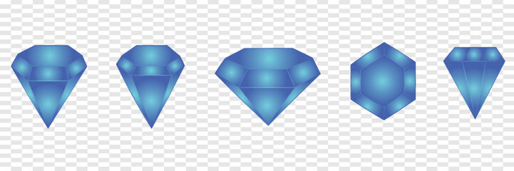 Diamonds vector set design template. Modern vector design on transparent background