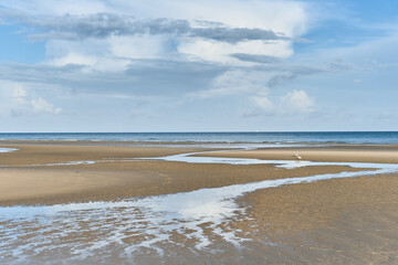 the beach at low tide in De Panne, Belgium