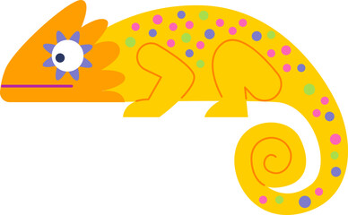 Yellow skin chameleon flat icon Wild animal