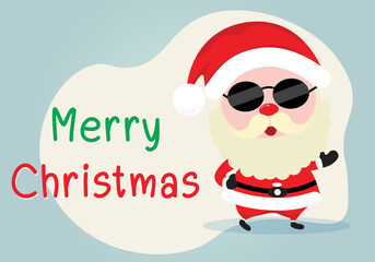 santa claus cartoon christmas character, cute santa claus in flat style, christmas card and banner vector illustration.