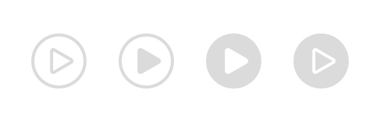 White play buttons web icons set. Video and music media interface design flat. Vector isolated illustration