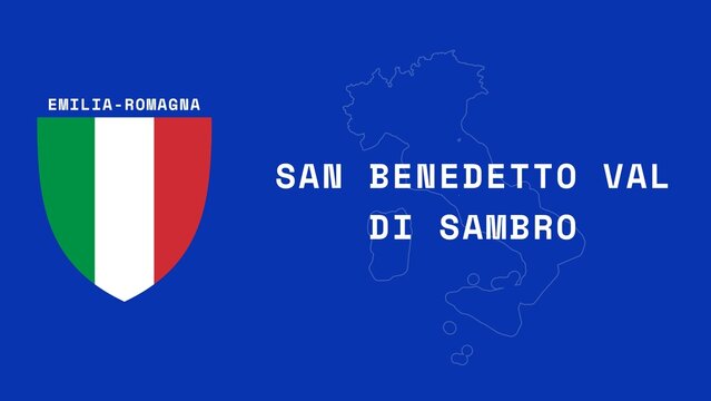 San Benedetto Val di Sambro: Illustration mit dem Ortsnamen der italienischen Stadt San Benedetto Val di Sambro in der Region Emilia-Romagna