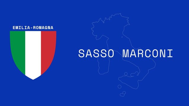 Sasso Marconi: Illustration mit dem Ortsnamen der italienischen Stadt Sasso Marconi in der Region Emilia-Romagna