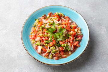 Turkish Shepards Salad with cucumber, tomato, red onion, pepper, parsley (Turkish name; kasik salata)