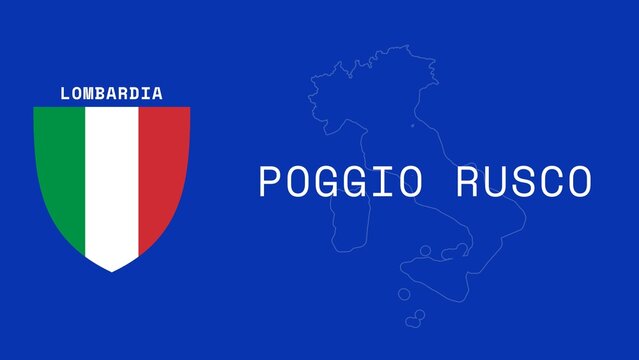 Poggio Rusco: Illustration mit dem Ortsnamen der italienischen Stadt Poggio Rusco in der Region Lombardia