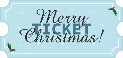 Fototapeta na wymiar Merry Christmas ticket coupon christmas decorations blue snow winter online commerce online store event invitation