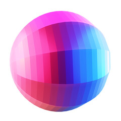 3d holographic colorful matt glass sphere png element. Bright pink and blue color light effect.