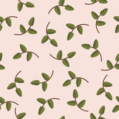 nature vector green twigs seamless pattern