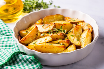 Baked spiced potatoes look delicious.