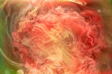 Contrasting multicolored ink abstract background. Acrylic paint backdrop for perfume, hookah, cosmetics. Mysterious smoke clouds, colorful fog